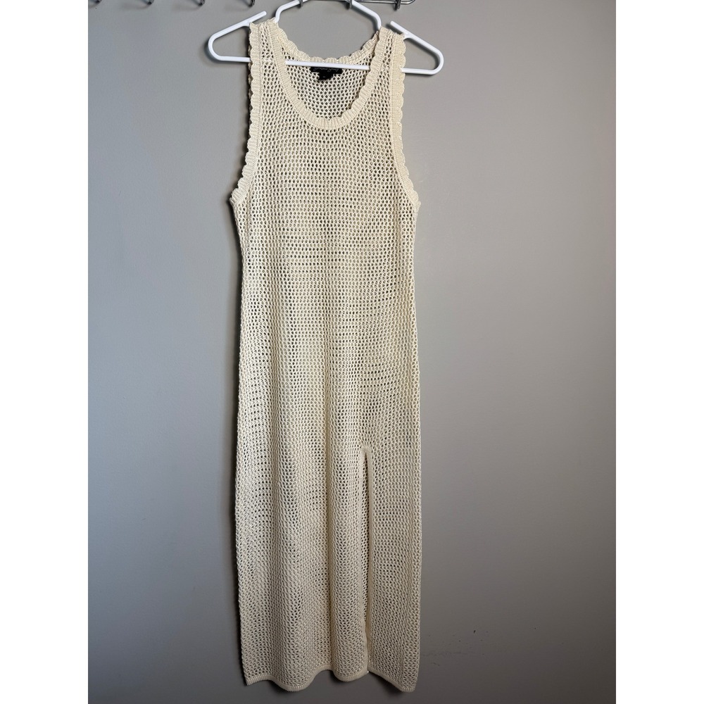 Streetwear Society Crochet Knit Maxi Dress XL Boho Beach Coverup Cream Hippie